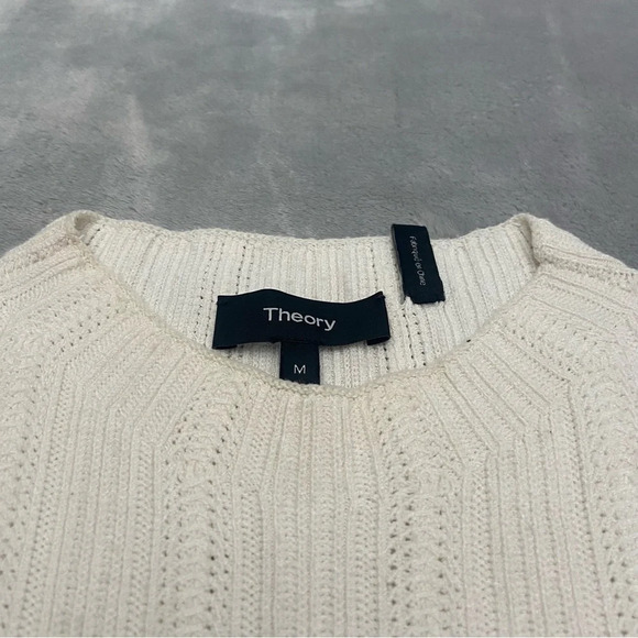 Theory Cream Novelty Mock Neck Prosecco Pointelle Shell Top 21701 - Picture 7 of 8